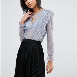 🎉HOST PICK🎉 NWOT River Island Mesh Frill Blouse